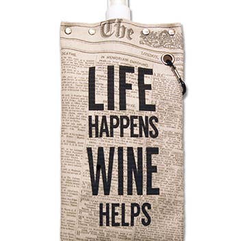Tote+Able Canvas Life Happens Wine Flask